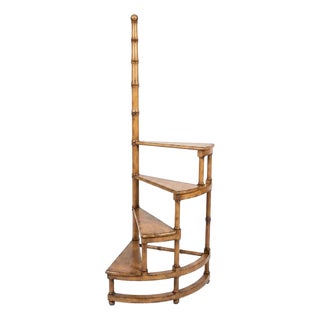 Vintage Faux Bamboo Spiral Library Steps & Display Stand For Sale