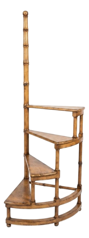 Vintage Faux Bamboo Spiral Library Steps & Display Stand