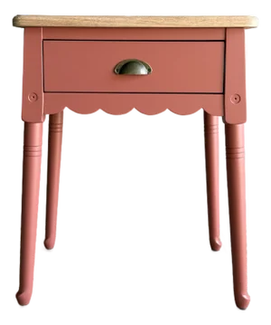 Painted Night Stand or Side Table in Salmon Pink With Natural White Oak Top