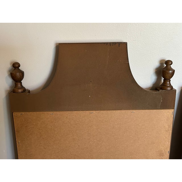 1980s Pair of Vintage Bassett Furniture Staunton Collection Pecan Dresser Mirrors For Sale - Image 5 of 9