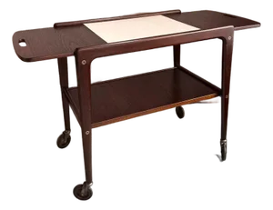 1950s Scandinavian Modern Rosewood Drop Leaf Expanding Bar Cart by Yngve Ekström