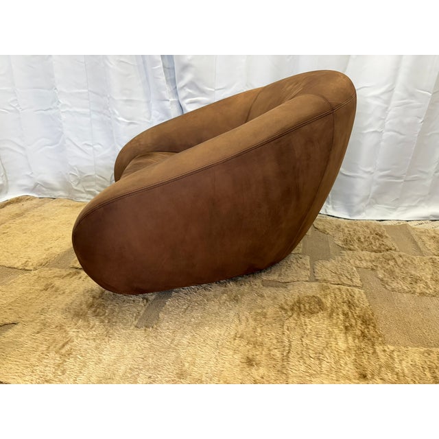 Contemporary Rh Reyna Leather Swivel Chairs (Set of 2) For Sale - Image 3 of 18