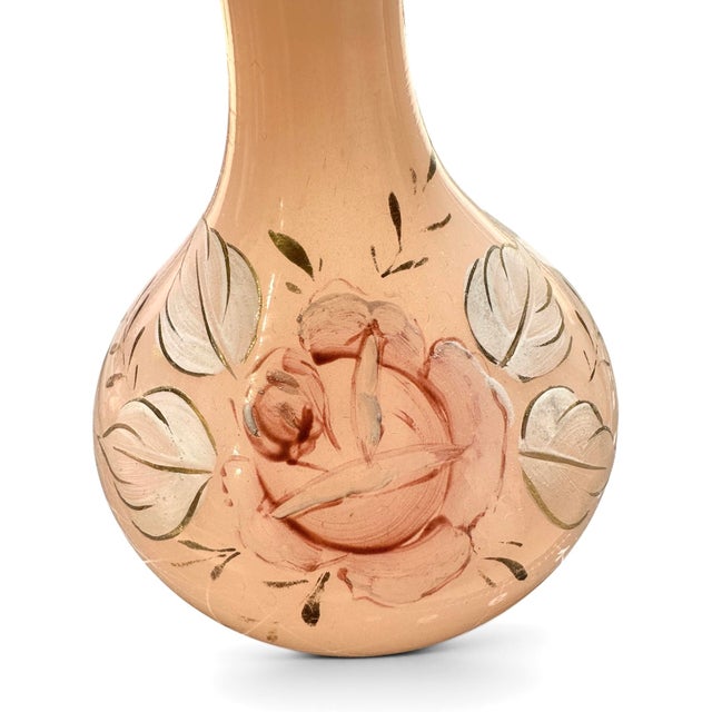 Vintage Pink Opaline Glass Decanter With Hand-Painted Roses & Stopper For Sale In Miami - Image 6 of 6