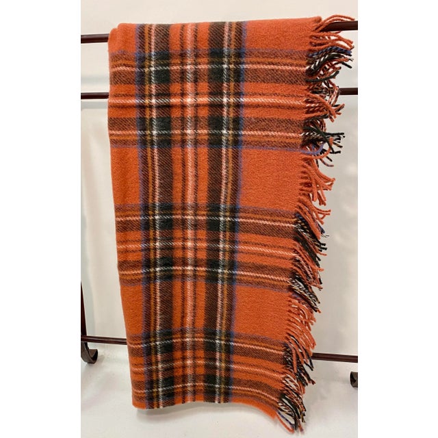 Soft Merino Lambswool Knee Rug /Blanket in Classic Muted Red Plaid Pattern - Made in England For Sale - Image 10 of 10