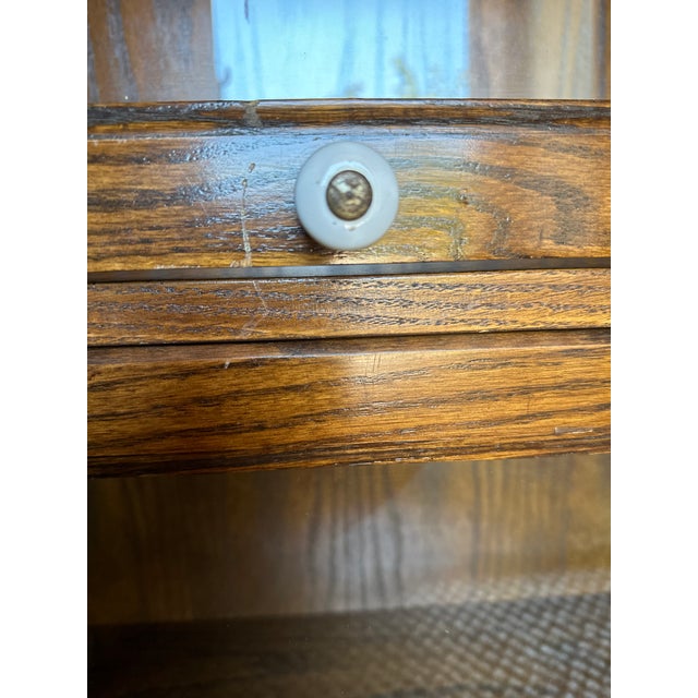 Mid Century Oak Wood Barrister Bookcase Lawyers Four Shelves Glass Doors Antique Vintage For Sale - Image 10 of 12