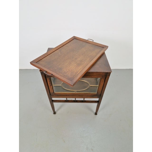 Brown Vintage Tea Cabinet with Facet-Cut Diamond Glass Door and Tray, 1950s For Sale - Image 8 of 11