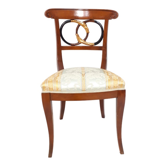 Carved Snakes and Clear Green-Blue Upholster Chair For Sale