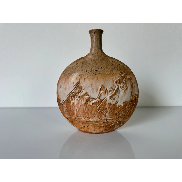 Available for sale this beautifully formed Mid-Century Modernist organic speckled earth tone art bud pottery Vase by...