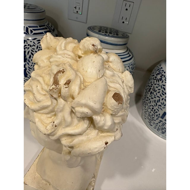 Vintage Coastal Neoclassical Wax Candle Bust With Seashells For Sale - Image 10 of 10