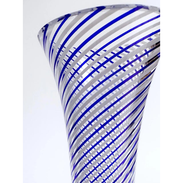 Mid-Century Modern Vintage Pasabahce Swirl Thread Glass Vase For Sale - Image 3 of 5
