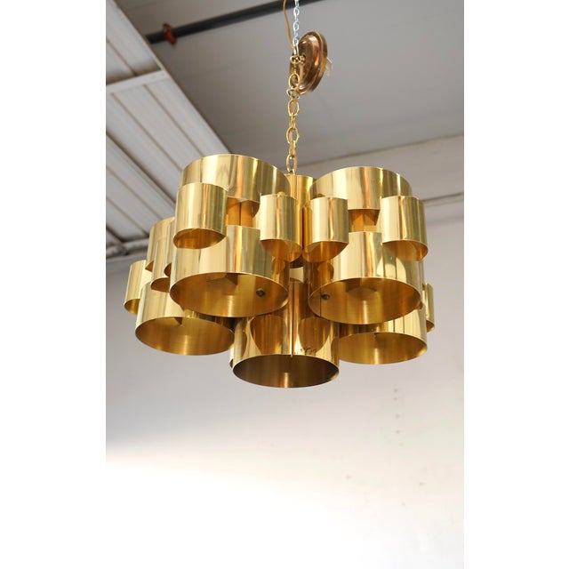 Mid-Century Modern 1970s Mid-Century Post / Modern Brass Cloud Large Chandelier by C. Jere, Signed For Sale - Image 3 of 12