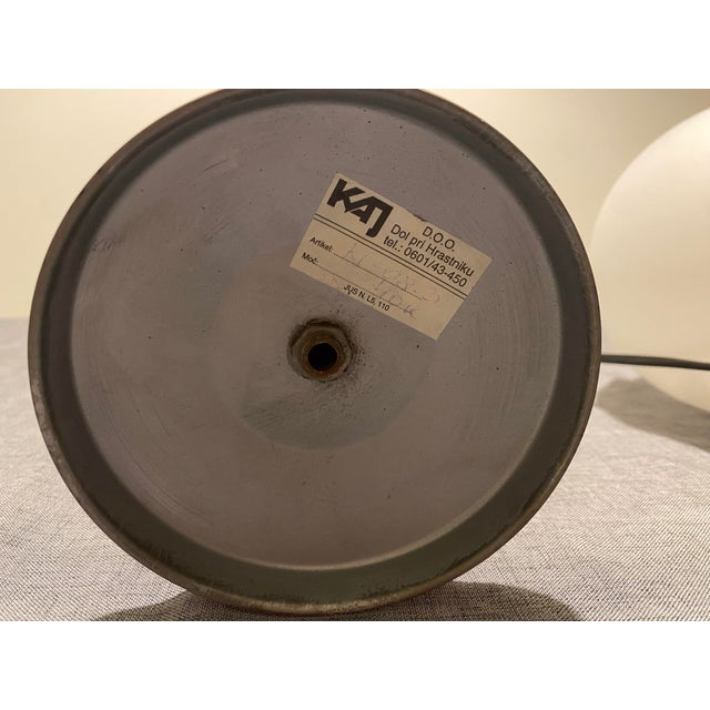 Metal Mid-Century Modern Space Age Opal Glass Globe Table Lamps from Kaj, Former Yugoslavia, 1970s, Set of 2 For Sale - Image 7 of 10