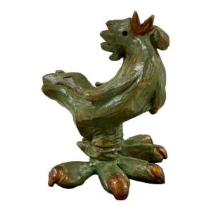 Bronze Happy Rooster Sculpture on Marble by Lino, Signed