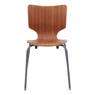 Mid-Century Chair in Laminated Wood and Steel, 1970s For Sale