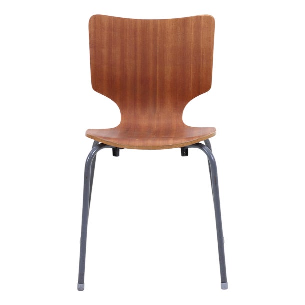 Mid-Century Chair in Laminated Wood and Steel, 1970s For Sale