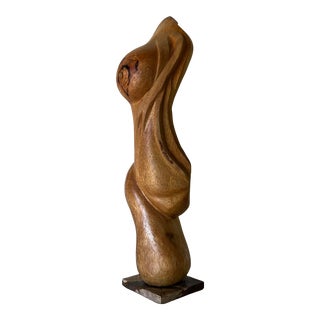 Aelix Laguna Carved Wood Female Torso Sculpture, Signed For Sale
