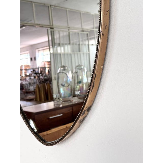 Italian Mid-Century Wall Mirror with Brass Frame and Glass, 1970s For Sale - Image 9 of 18
