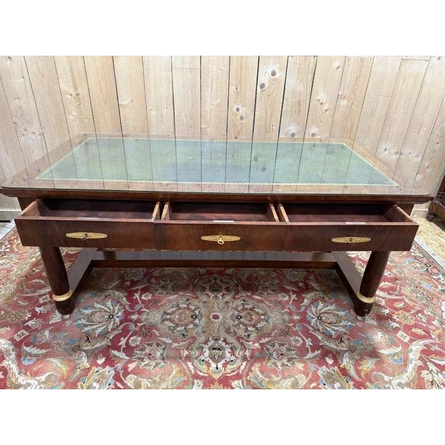 Empire Style Mahogany and Green Leather Desk For Sale - Image 11 of 12