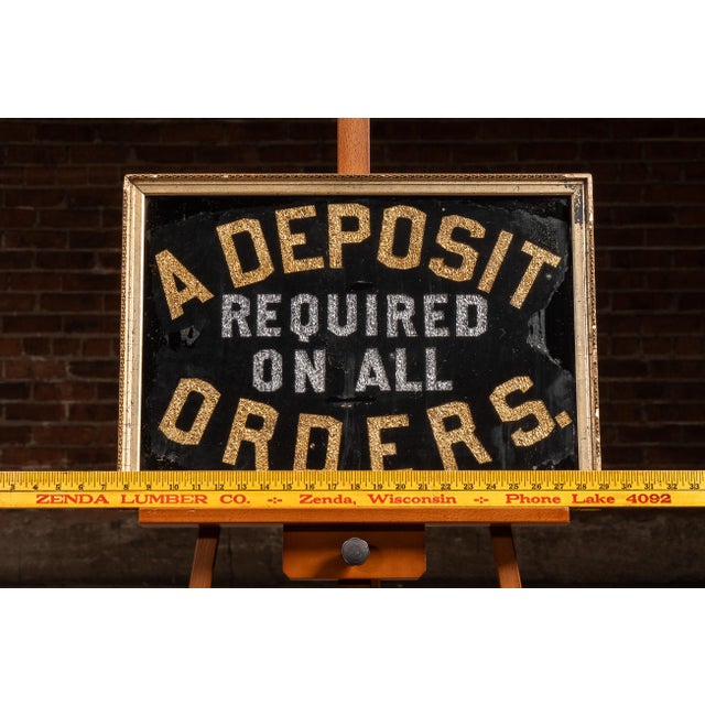 Black Antique Rog "Deposit" Foil Trade Sign For Sale - Image 8 of 8
