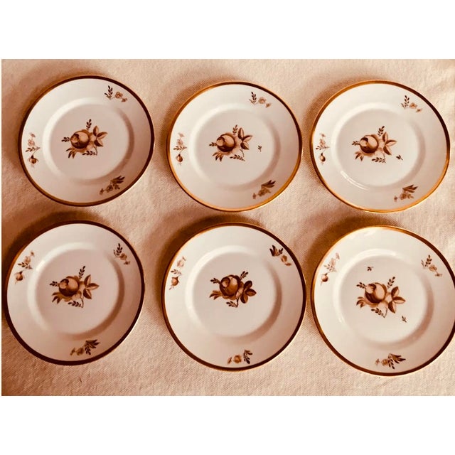 1960s Royal Copenhagen Brown Rose Hand-Painted Porcelain Small Plates Set of 6 For Sale - Image 13 of 15