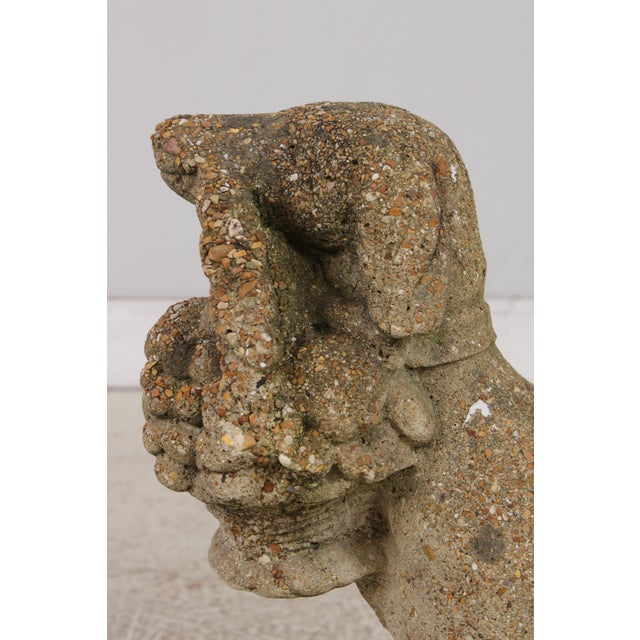 Vintage Weathered Concrete Garden Dog Statue For Sale - Image 14 of 15