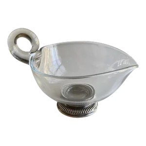 Vintage Sterling Silver Base & Heart Shaped Glass Creamer