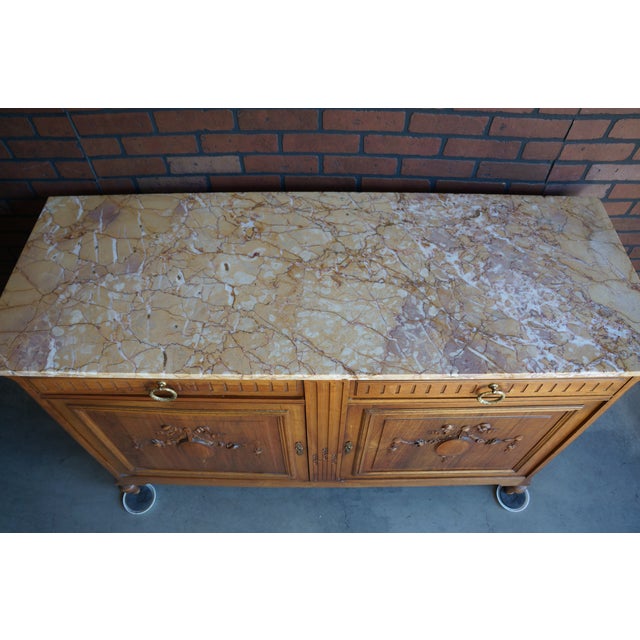 Brown French Antique Marble Top Buffet For Sale - Image 8 of 10
