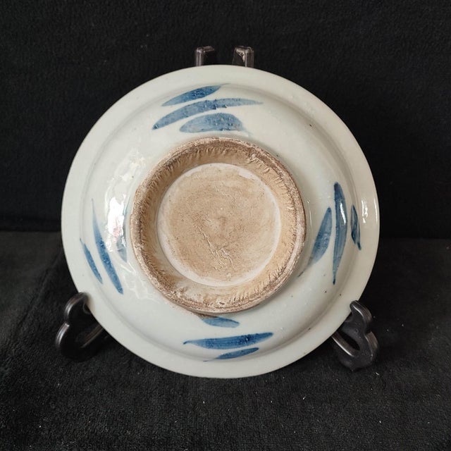 Early 20th Century Chinese Ceramic Plate,Blue and White Porcelain Plate Hand Painted Figures Story Pattern For Sale - Image 5 of 10