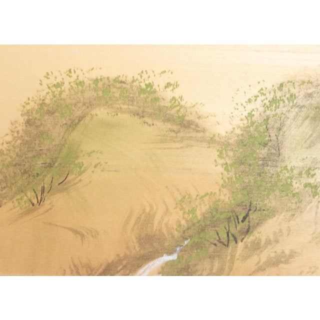 1960s Shōwa Era Japanese Byobu Screen, "Spring Landscape" For Sale - Image 12 of 18