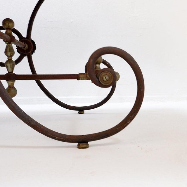 Beige Large Antique Butcher's Table in Wrought Iron and Red Marble, 1800s For Sale - Image 8 of 16