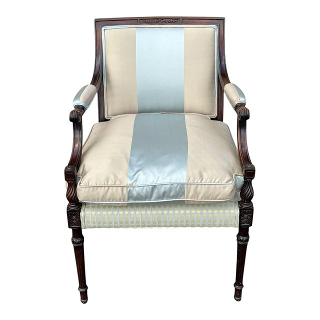 Early 20th Century Louis XVI Style Armchair. Custom Upholstery. For Sale