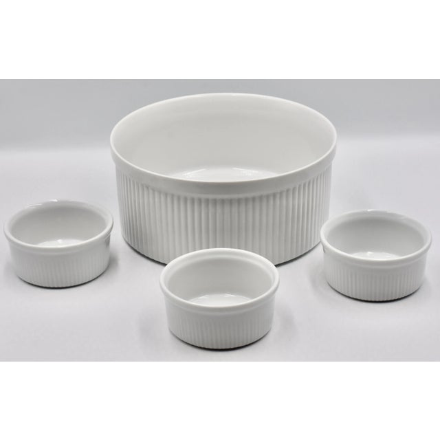 DANSK Designs 4pc Ribbed Ceramic Ramekins & Soufflé Baking Dish Bowl Add a touch of elegance to your kitchen with this...
