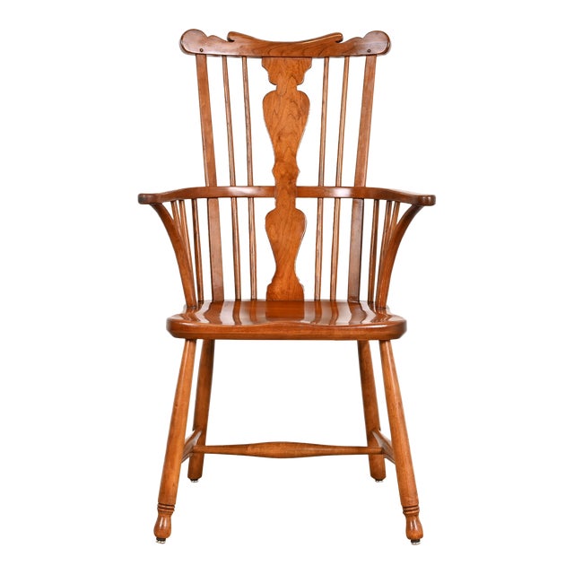 Stickley Solid Cherry Wood Spindle Back Windsor Armchair, 1960 For Sale