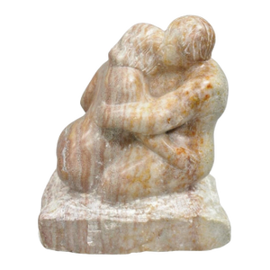 Late 20th Century Morton Gaffin "Lovers Embrace" Modernist Carved Alabaster Marble Nude Sculpture