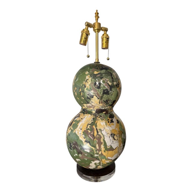 Elevate your interior decor with this exquisite pair of contemporary artisan-made scagliola lamps. Standing at a height of...