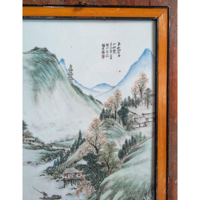 Mid-Century Chinese Republic Period Chinoiserie Porcelain Plaque, Signed For Sale - Image 4 of 11