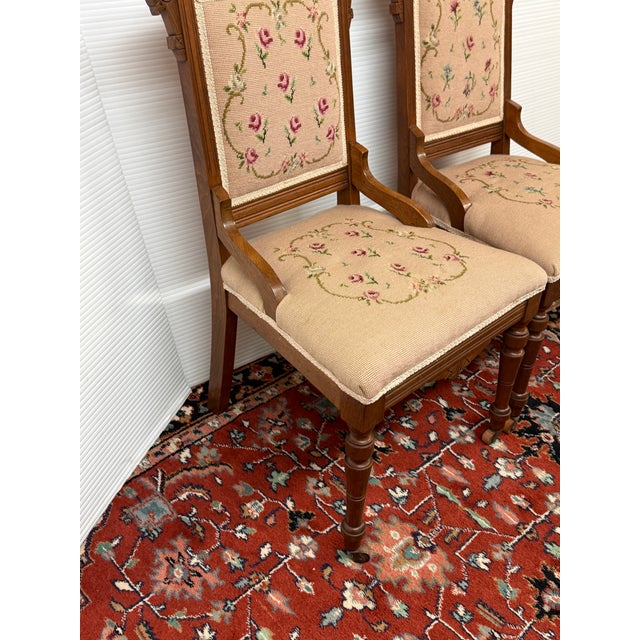 Victorian Eastlake Needlepoint Parlor Side Chairs, Pair For Sale - Image 11 of 13
