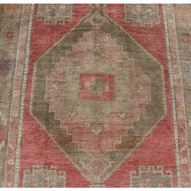 Vintage Turkish Kars Gallery Runner With Warm Coral and Soft Sage Tones 5'8 X 15'4 For Sale - Image 11 of 16
