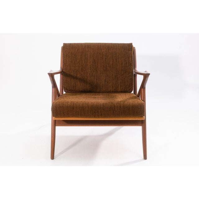 Beige Pair of Vintage 1960s Poul Jensen for Selig Z Danish Teak Wood Accent Armchairs For Sale - Image 8 of 12