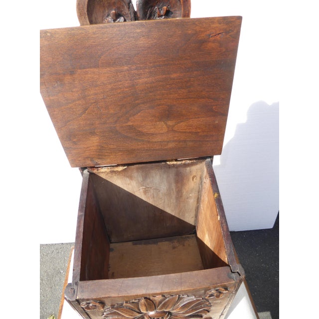 Brown Vintage Floral Motif Carved Wood Box For Sale - Image 8 of 11