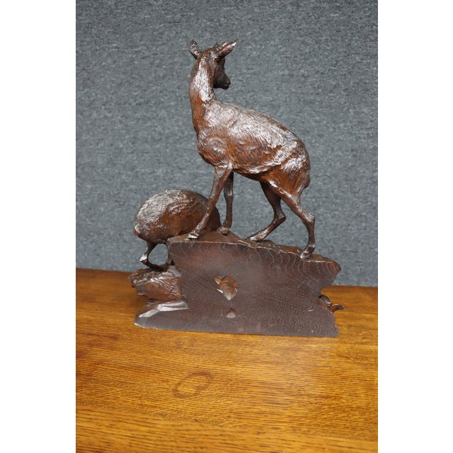 Wood Black Forest Carved Deer Sculpture For Sale - Image 7 of 12