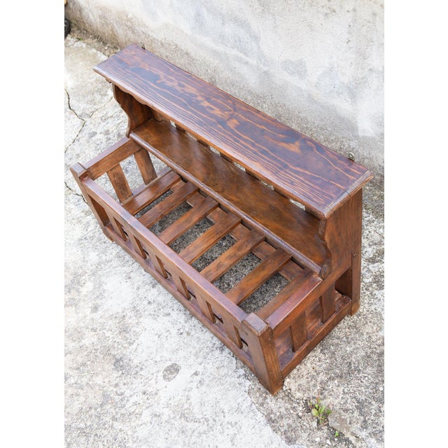 Vintage French Wall Shelf in Stained Pine, 1950 For Sale - Image 6 of 8