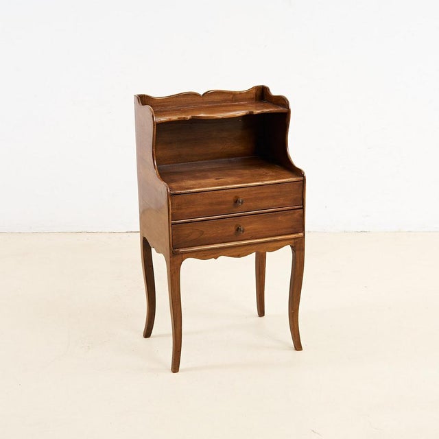 Brown Wooden Bedside Table with Two Drawers For Sale - Image 8 of 8