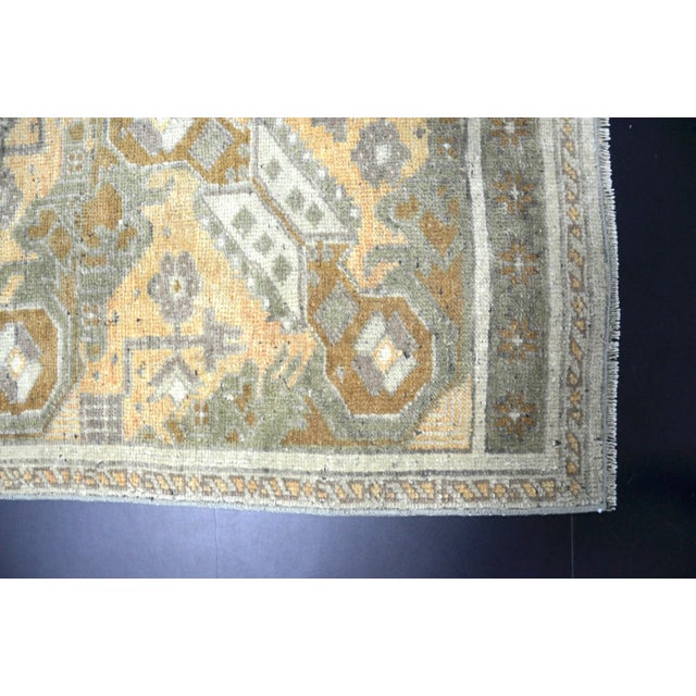 1960s Vintage Turkish Orange & Green Rug For Sale - Image 4 of 6