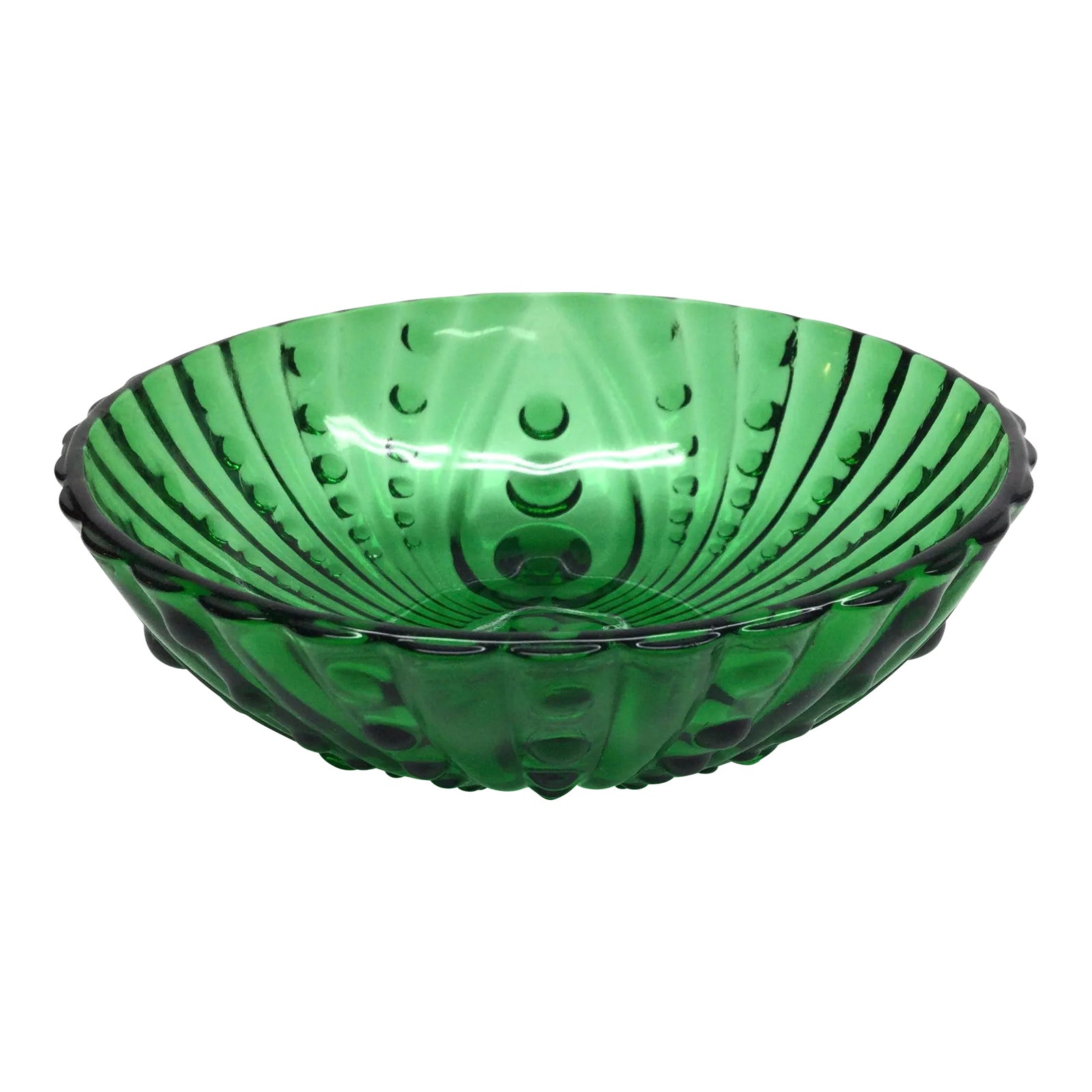 Small Green Hobnail Glass Footed Trinket Bowl Chairish