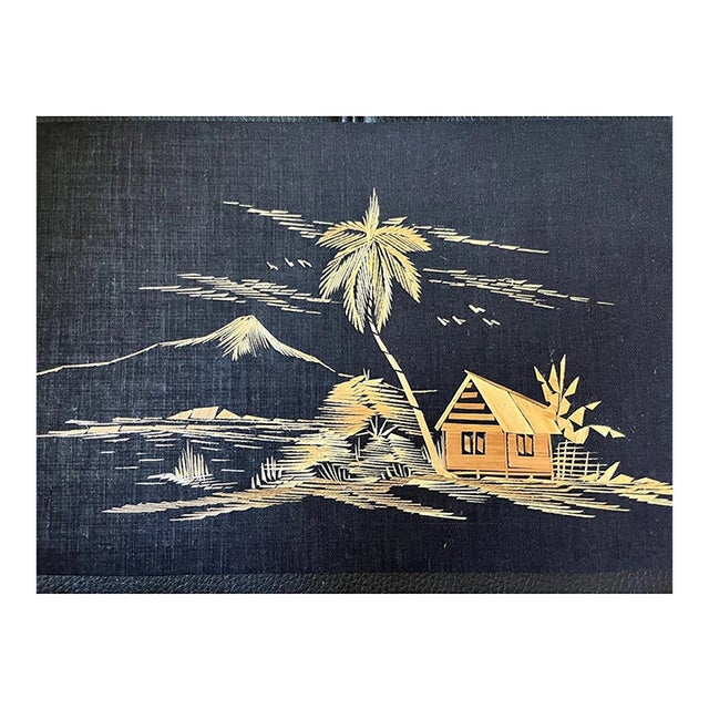 Vintage Indonesian Wheat Straw Art Panels - Mid Century Balinese Folk Art 15" - Set of 10 For Sale