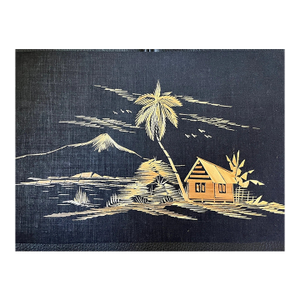 Vintage Indonesian Wheat Straw Art Panels - Mid Century Balinese Folk Art 15" - Set of 10