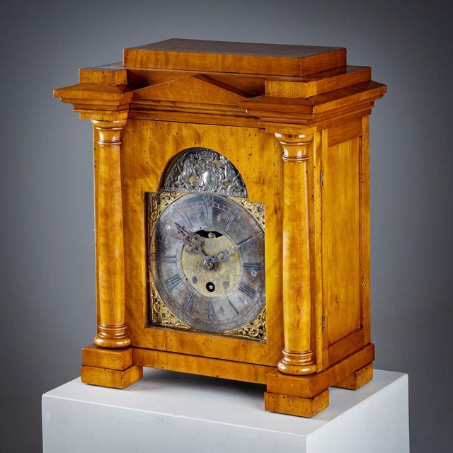 Baroque 19th Century Baroque Wall Clock in Biedermeier Case For Sale - Image 3 of 10