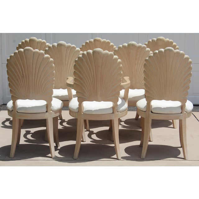 1980s Vintage Italian Hollywood Regency Grotto Shell-Back Dining Chairs - Set of 8 For Sale - Image 12 of 18