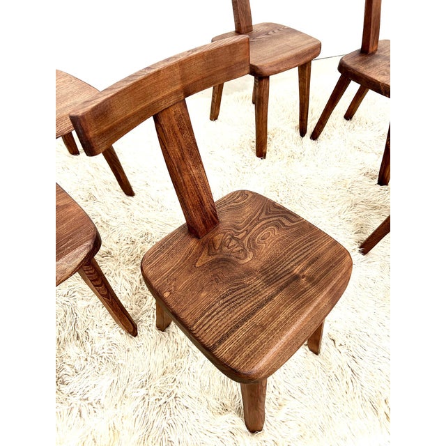 Vintage T Aranjou Chairs in Elm, 1960, Set of 6 For Sale - Image 16 of 18